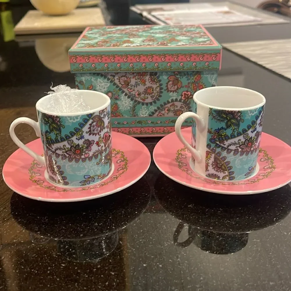 From France. Adorable porcelain espresso set with box